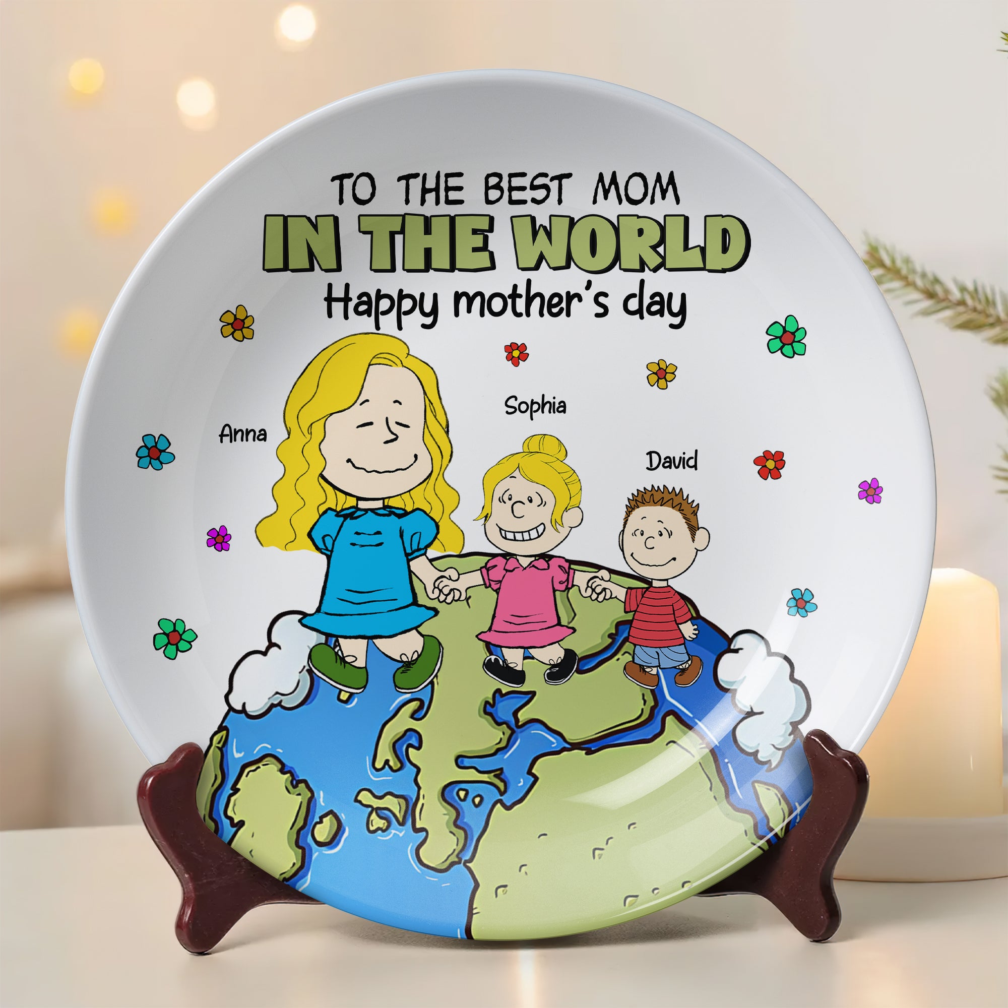 Personalized Gifts For Mom Round Plate To The Best Mom In The World 01TOTN130325DA-Homacus