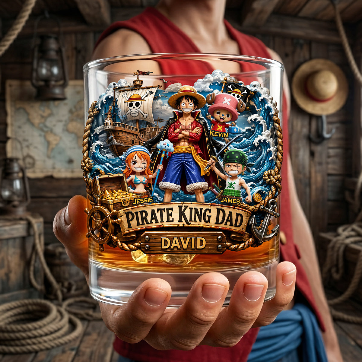 Adventure Captain Dad Round Glass - Personalized Gifts For Dad 04TYTA280526-Homacus