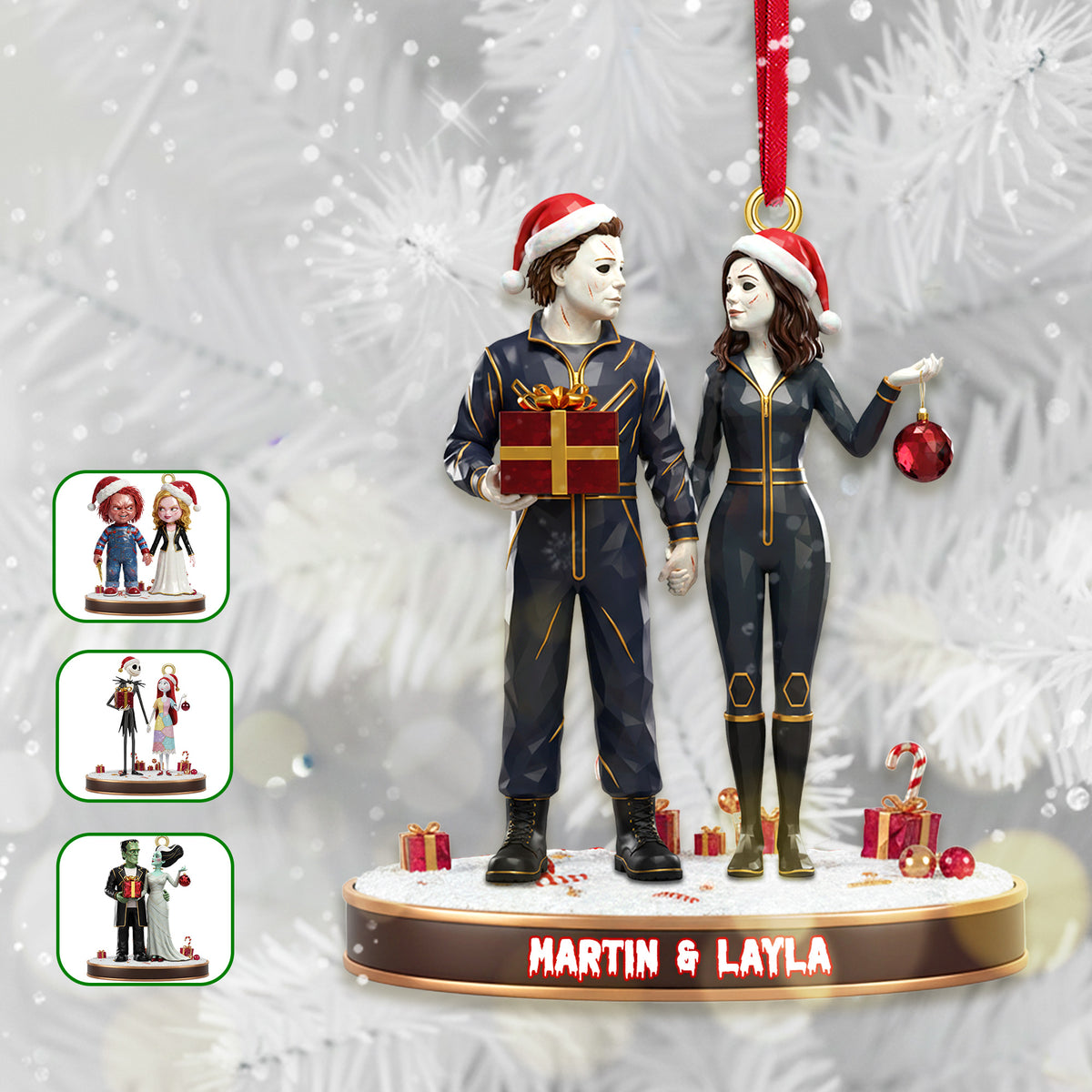Horror Couple Ornament - Personalized Gift For Couple Christmas Ornament 01OHMG101025-Homacus