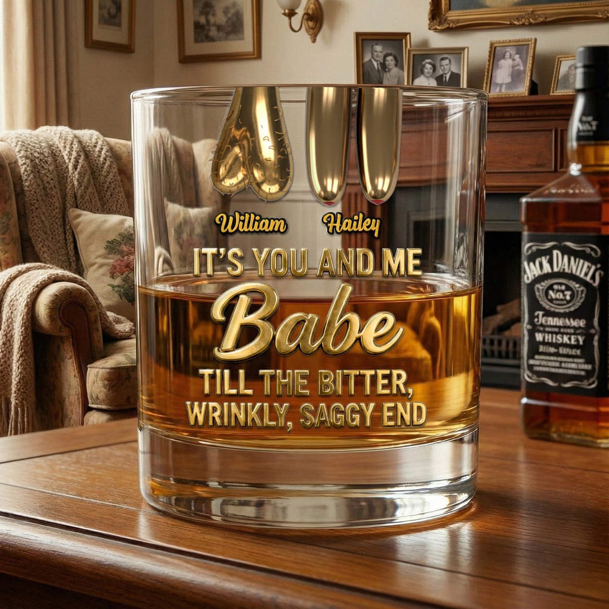 Funny Old Couple Round Glass Personalized Gifts For Couple 03OHMG060126-Homacus