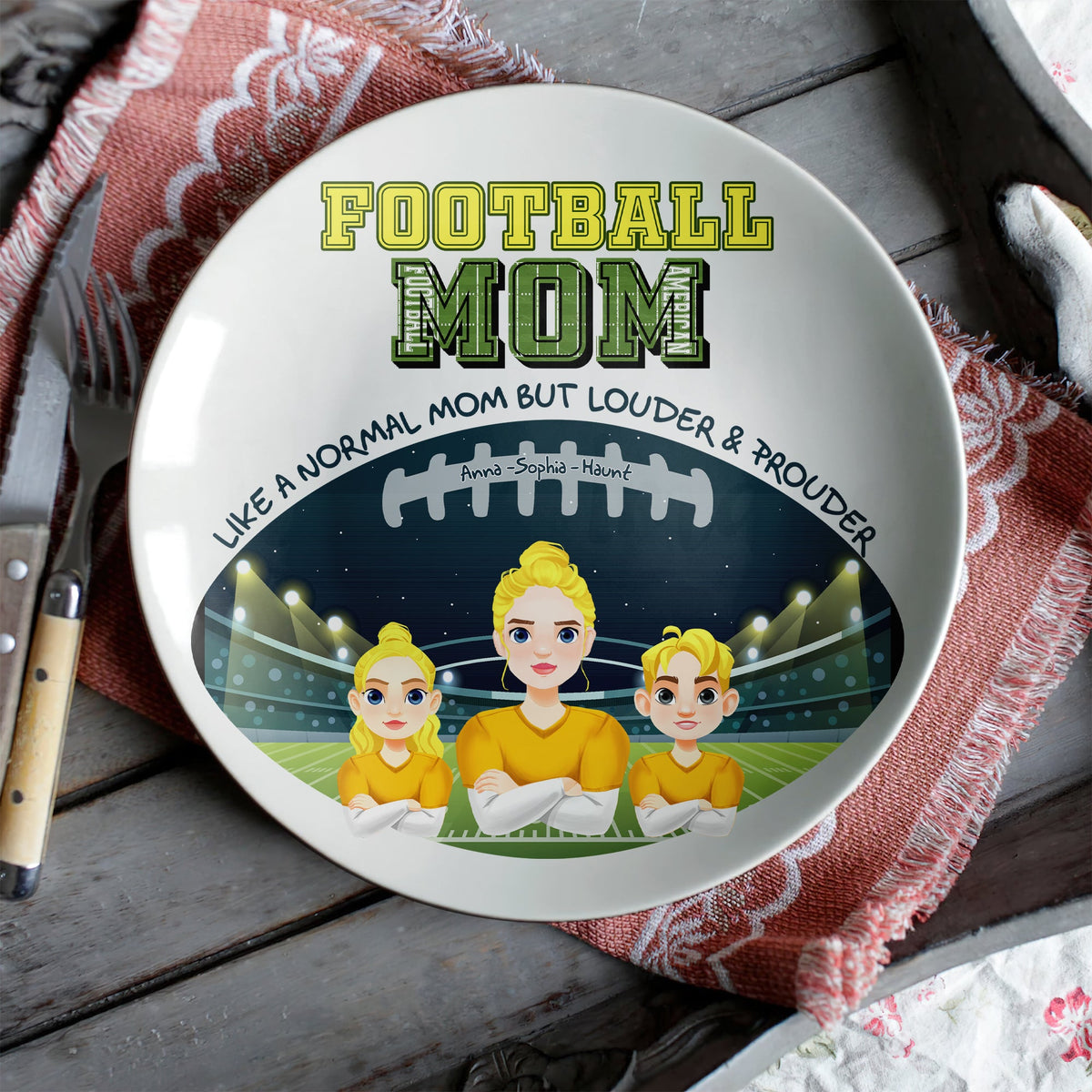 Personalized Gift For Football Mom Ceramic Round Plate Mother's Day 02XQLU200325HG-Homacus