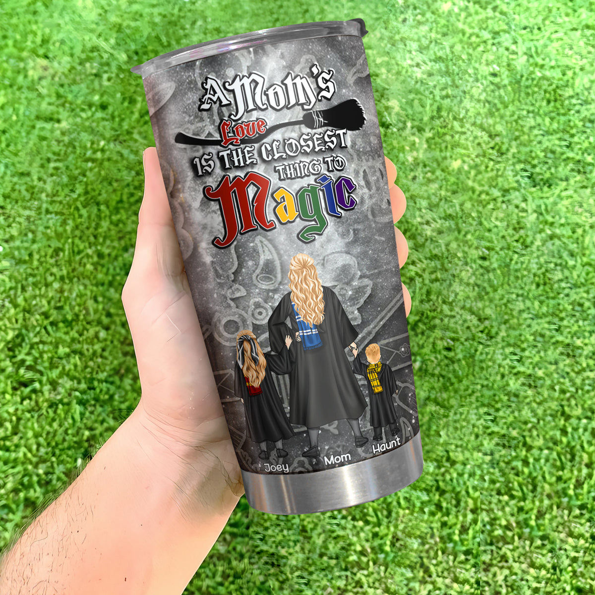 Personalized Gift For Magic Mom 20oz Tumbler Mom & Kids In The Wizarding World 04KALU210225TM-Homacus
