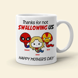 Thank Super Mom For Not Swallowing Us - Personalized Tumbler Cup - Mother's Gift-Homacus