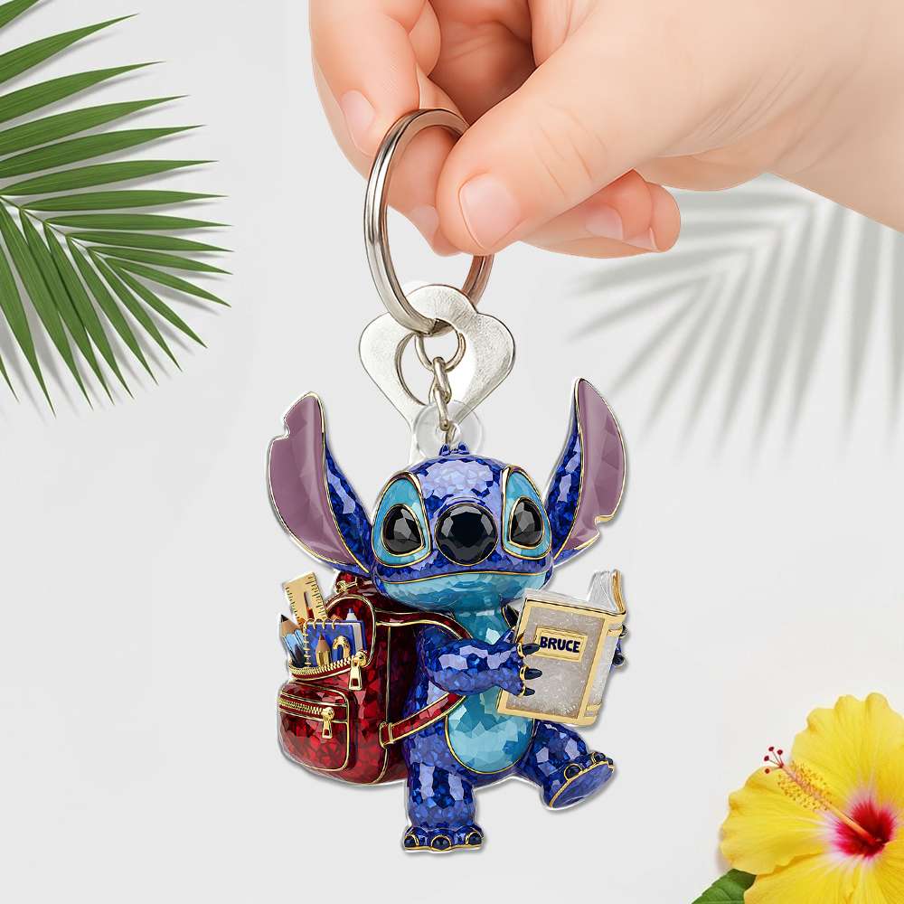 Cute Blue Monster Back To School Keychain - Personalized Gifts For Kids 06OHLU140625-Homacus