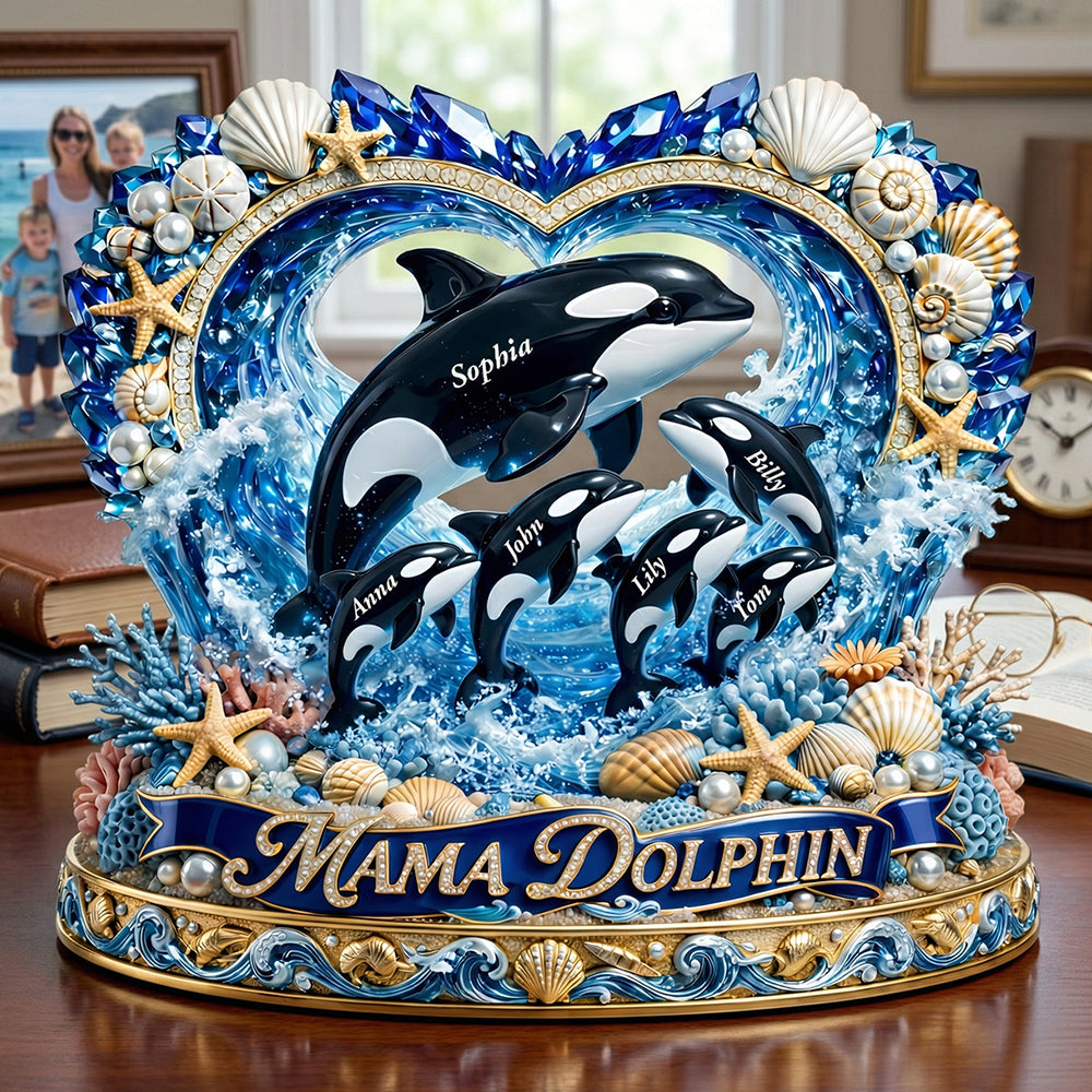 Mama Dolphin Acrylic Plaque - Personalized Gifts For Mother's Day 03tydt250326-Homacus
