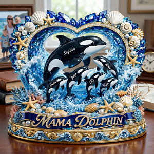 Mama Dolphin Acrylic Plaque - Personalized Gifts For Mother's Day 03tydt250326-Homacus