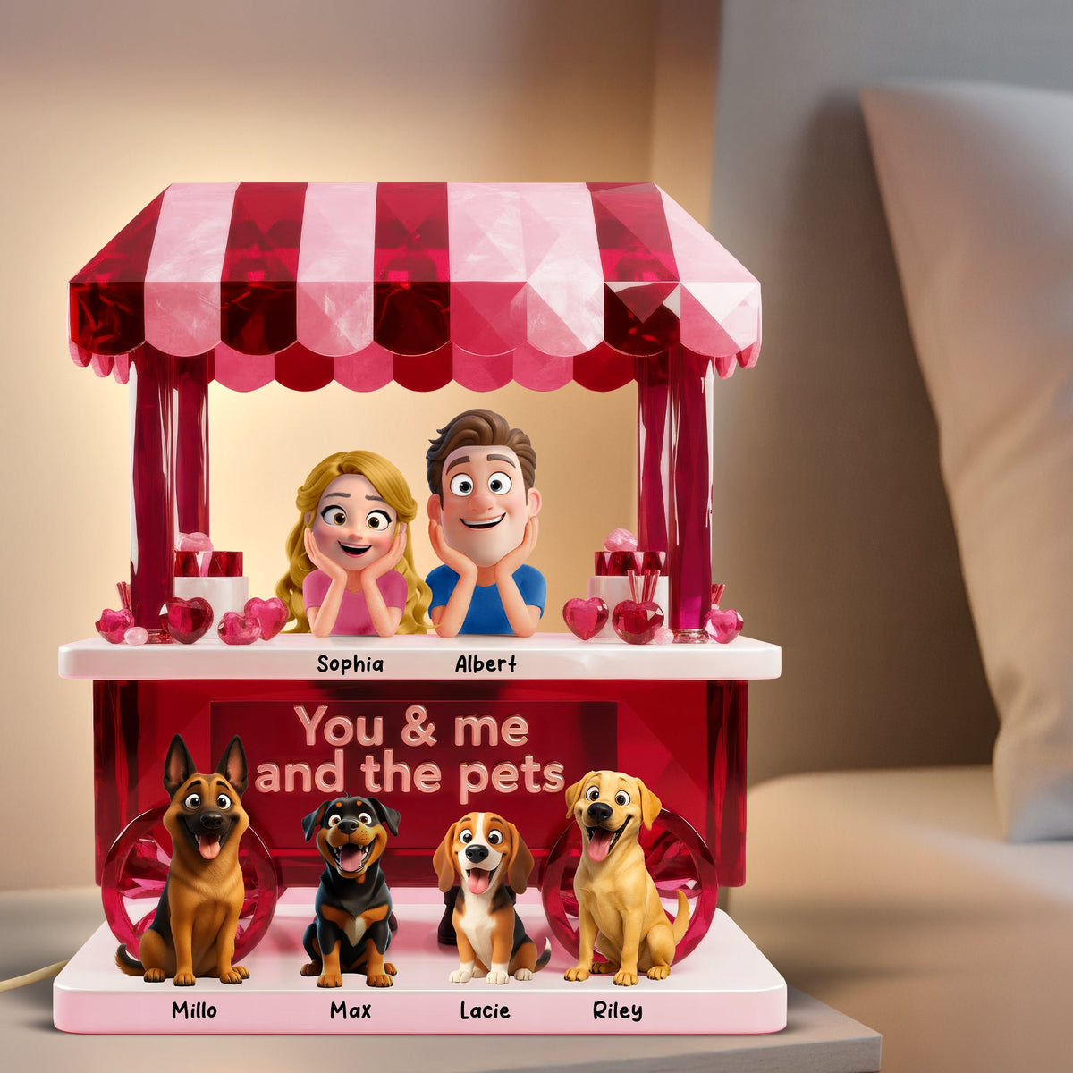 Couple’s Sweet Little Pet Gang Light Box - Personalized Gifts For Couples 02TOQN031225-Homacus