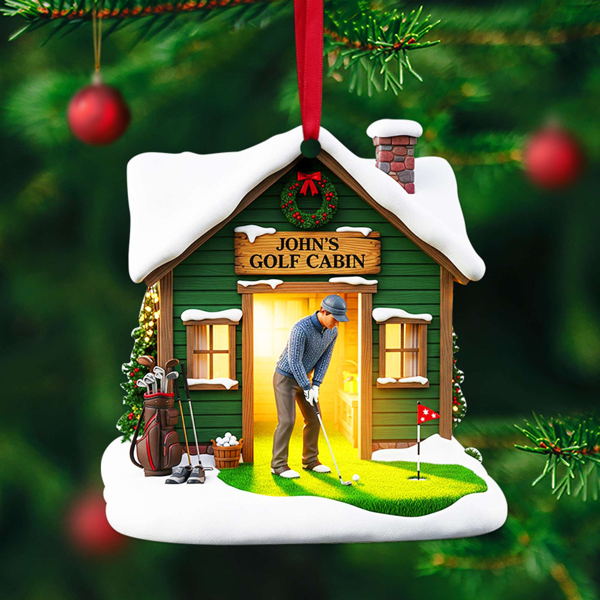 Golf Cabin Christmas Ornament - Personalized Gift For Golfers 05OHLU140825-Homacus