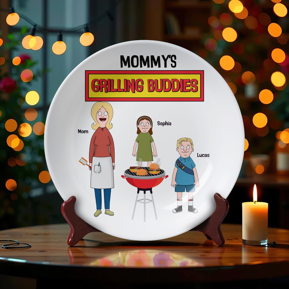 Personalized Gifts For Mom Ceramic Round Plate 04ohtn150325hg Mommy's Grilling Buddies-Homacus
