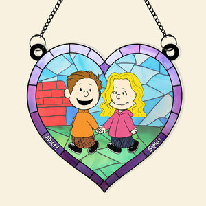 Personalized Gifts For Couple Suncatcher Ornament 01QHQN230424DA Handing Couple-Homacus