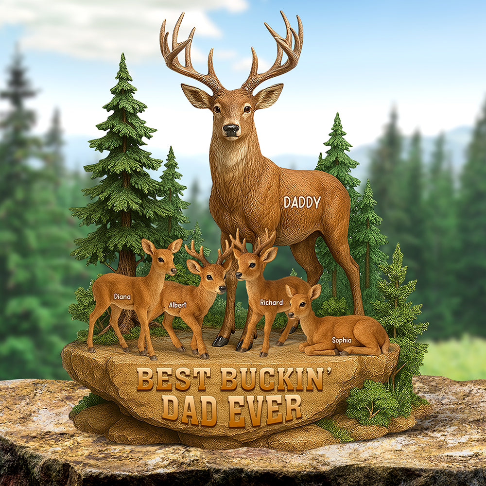 Festive Buck Family Plaque – Custom Christmas Gifts For Outdoor-Loving Dad 03naqn150425-Homacus