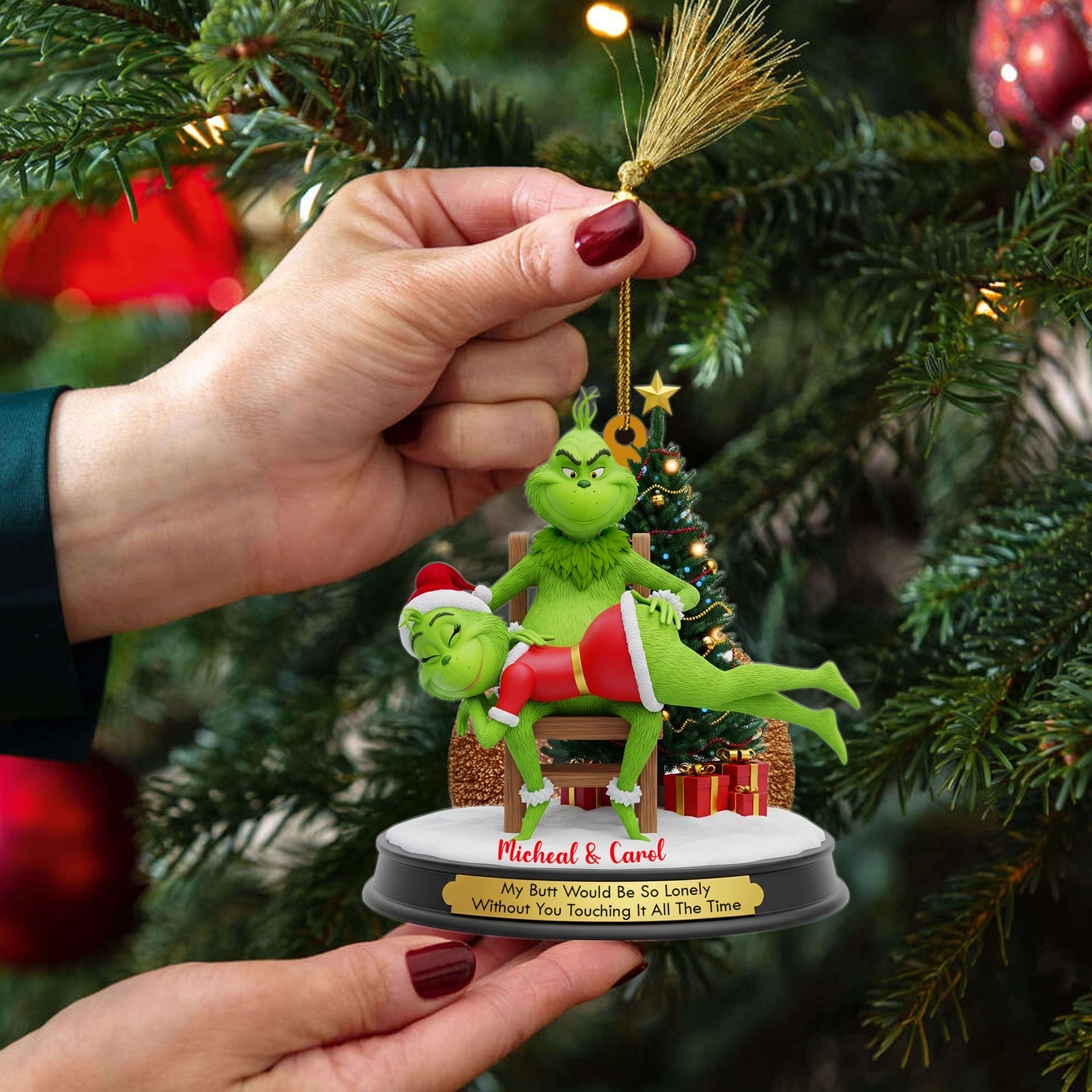 Funny Green Monsters - Couple Ornament - Personalized Christmas Gifts 03namg220825-Homacus