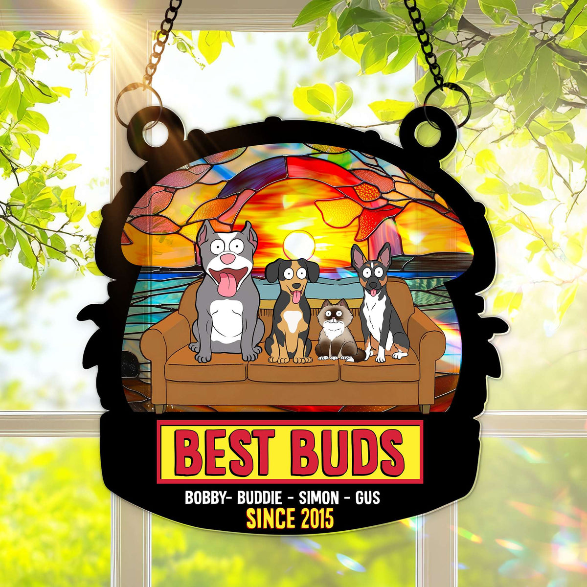 Best Buds Suncatcher Ornament – Personalized Christmas Gift For Pet Lovers 02OHLU250725-Homacus