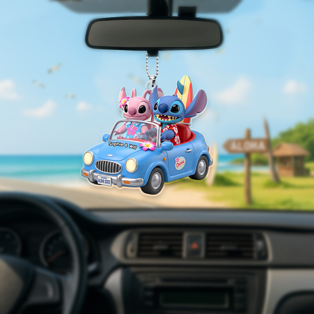 Cute Alien Couple Car Ornament - Personalized Gifts For Couple 02pgmg180725-Homacus