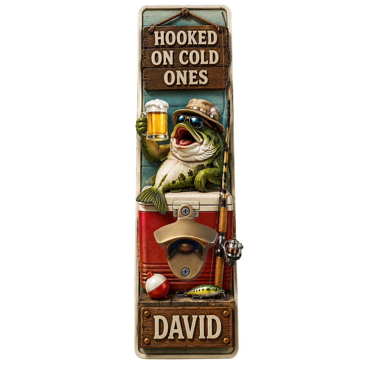 Hooked On Cold Ones Wall Hanging Bottle Opener - Personalized Gift For Fishing Lovers 01haqn220726