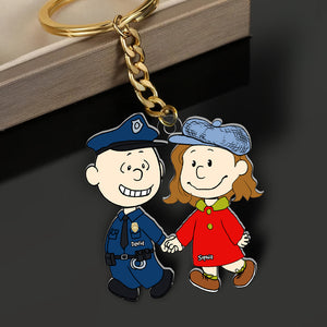 Personalized Gifts For Police Couple Keychain 05qhqn031224hg Couple Hand In Hand-Homacus