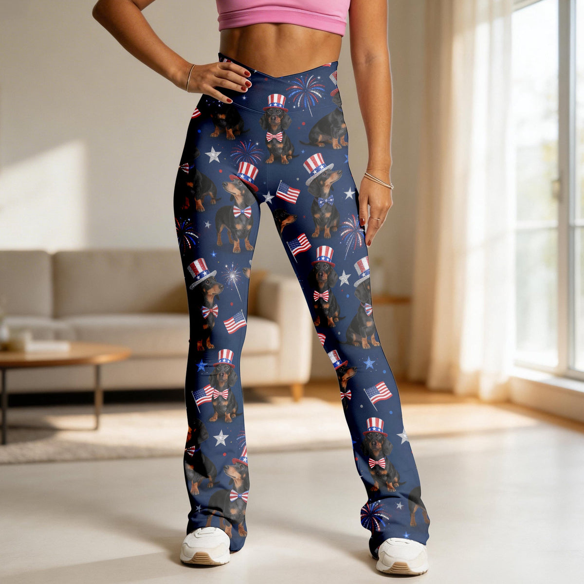 USA 250th Anniversary Flare Leggings - Custom Photo Gifts For Dog Lovers 04pgqn160326-Homacus