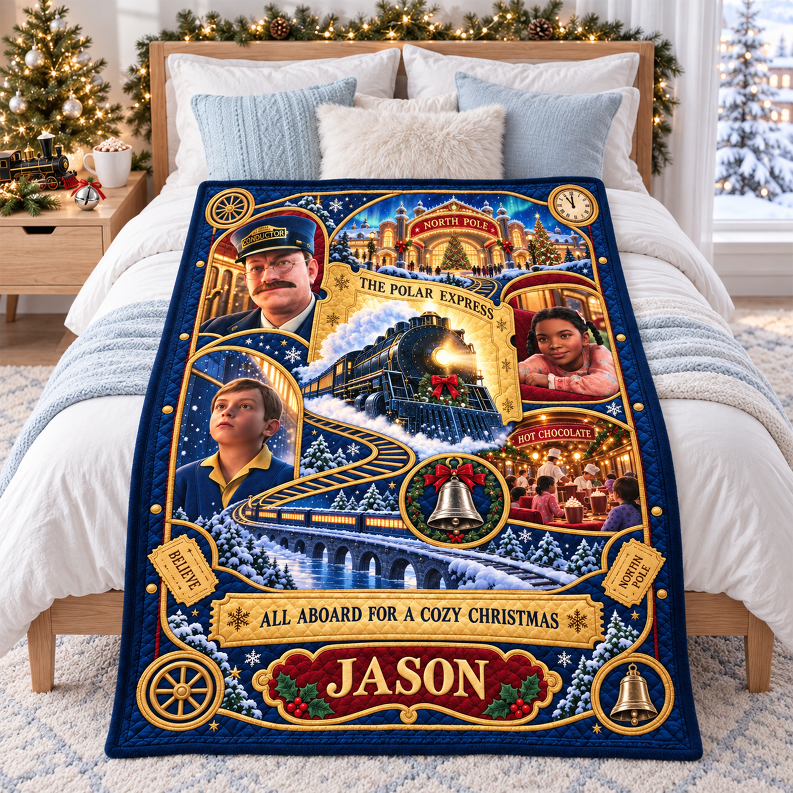 All Aboard The Merry Express To The Christmas Wonderland Blanket - Personalized Christmas Gifts 02haqn091026-Homacus