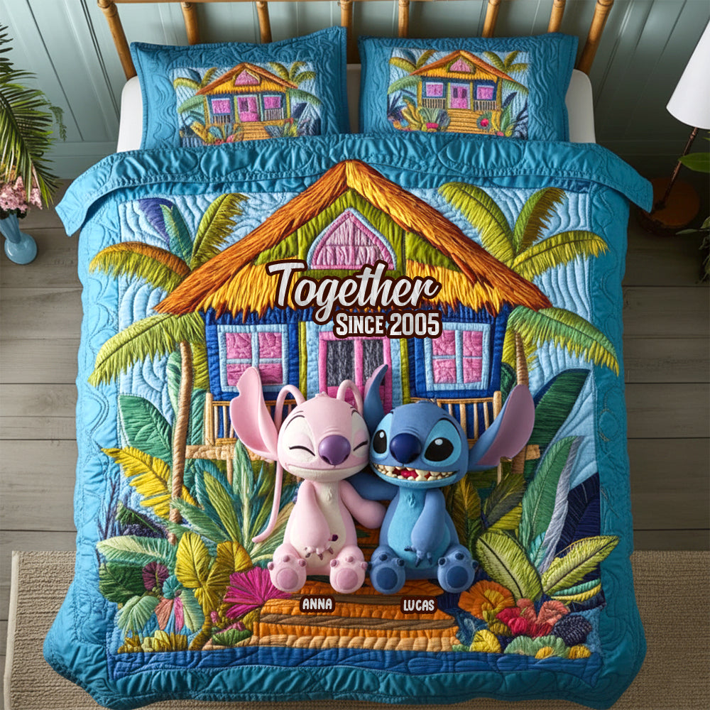 Lovely Couple Quilt Bedding Set - Personalized Gifts For Couples 01NATN271125-Homacus