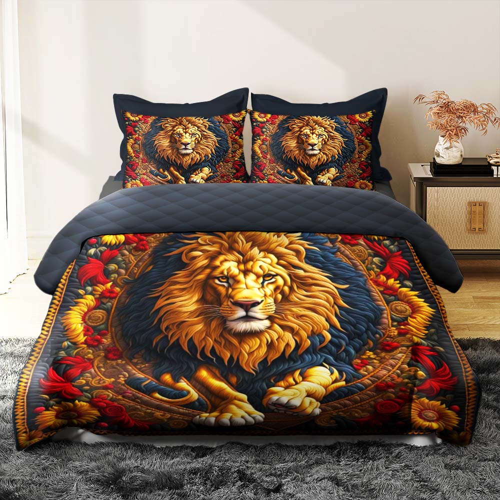 Custom Lion Quilt Bed Set 02hutn170125-Homacus