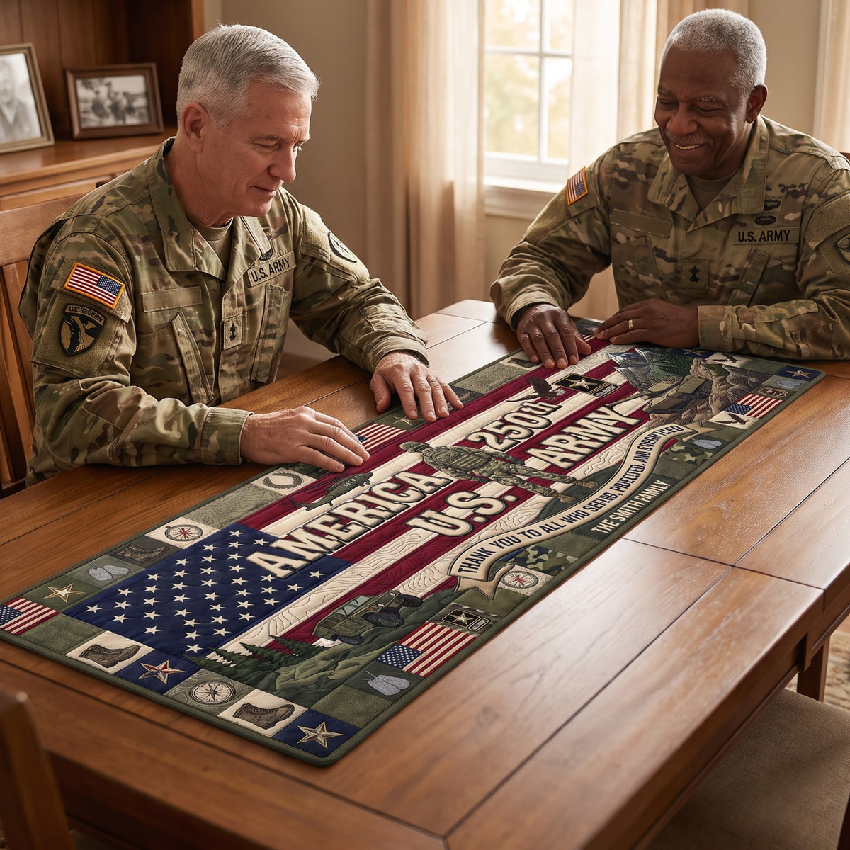 Military Table Runner - Personalized Gifts For Veteran Quilted Table Runner 04PAQN220826
