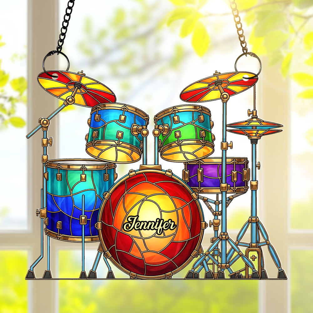 Colorful Drum Kit Suncatcher Ornament – Personalized Christmas Gifts For Drum Kit Lovers 02pgqn290725-Homacus