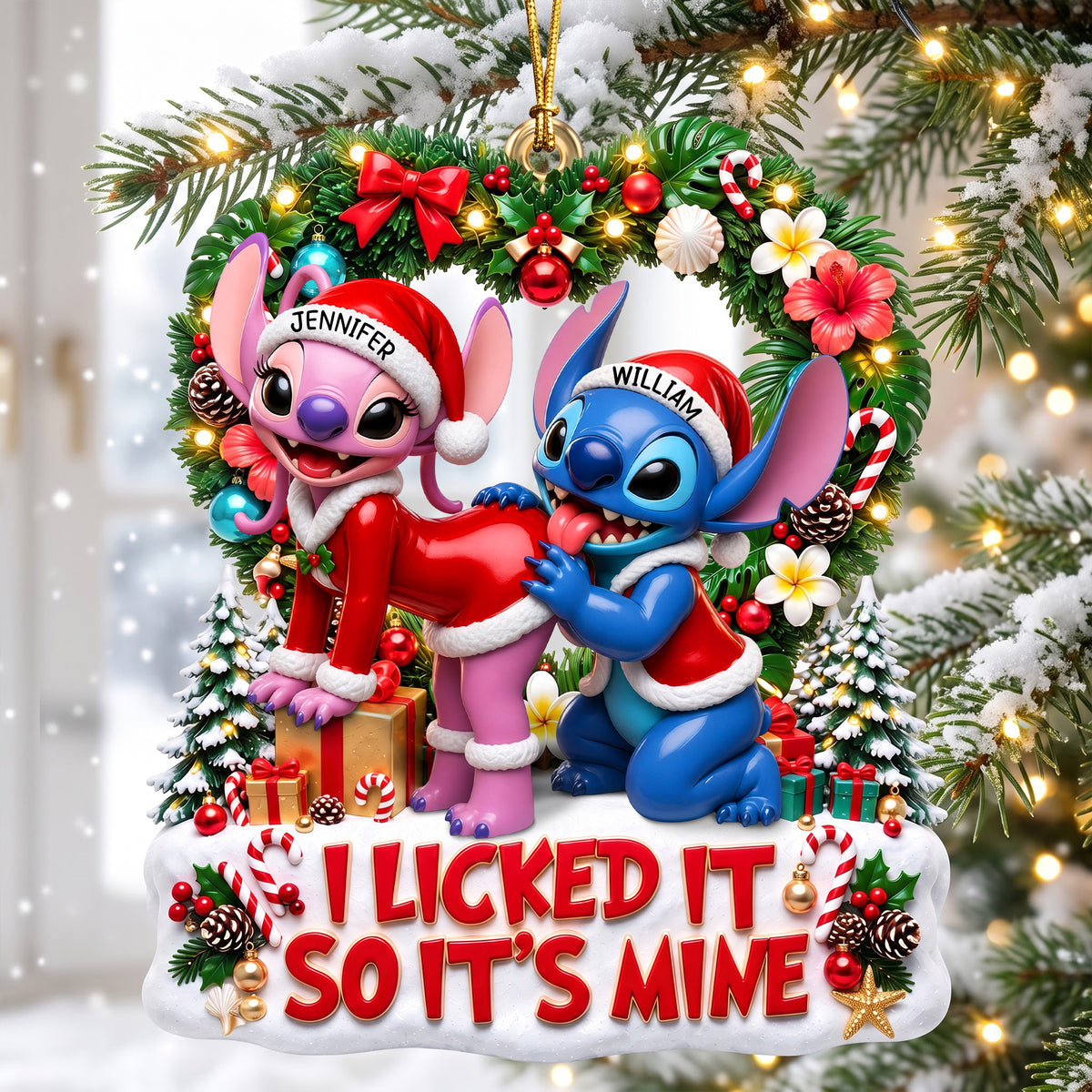 Playful Tropical Island Couple Ornament - Personalized Gifts For Couples 05TYQN140926-Homacus