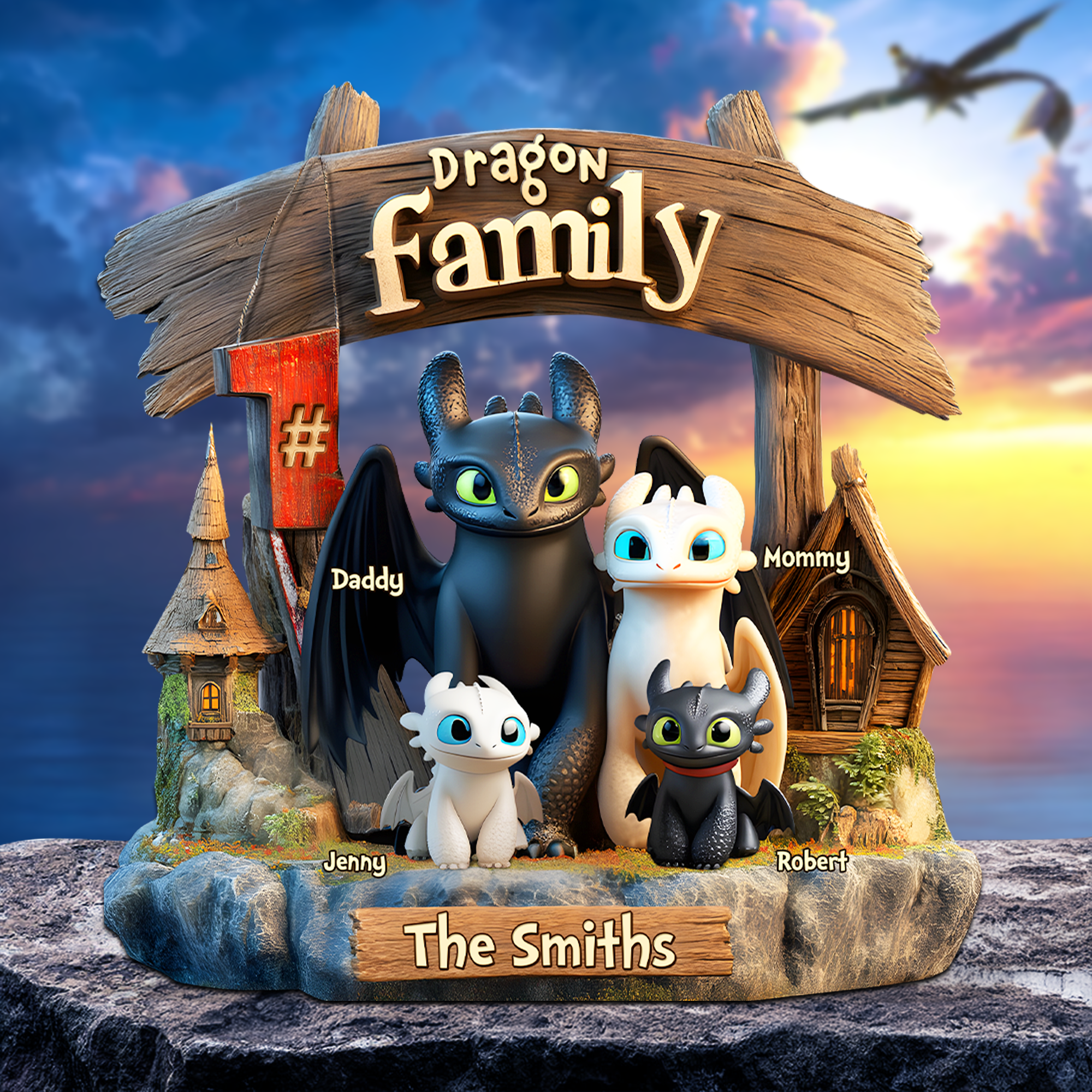 Dragon Family Acrylic Plaque - Personalized Gifts For Family 04TGPU080525-Homacus