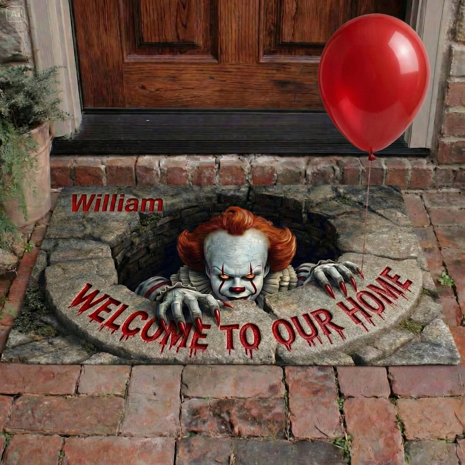 Welcome To Our Home Shaped Doormat - Personalized Gift For Horror Lovers 07TGLU280126-Homacus