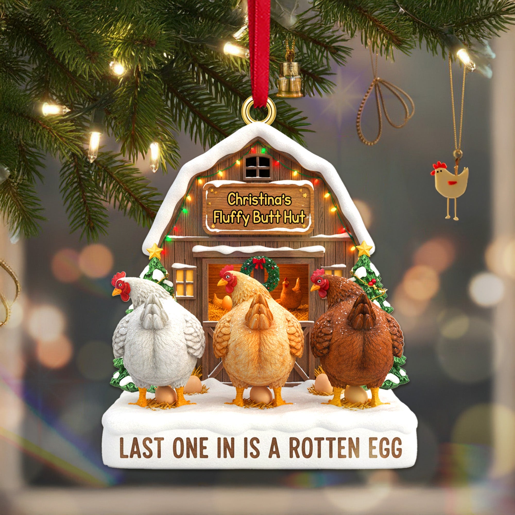 Chicken Farm Acrylic Ornament - Personalized Gift For Farmer Christmas Ornament 02NAMG170925-Homacus