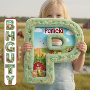 Farm Tractor Initial Letter Custom Shaped Pillow - Personalized Gifts For Kids 05kimg111225-Homacus