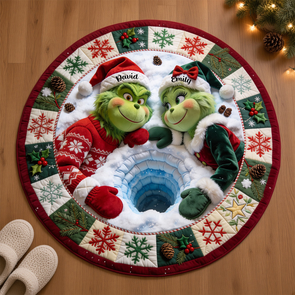Grouchy Mischief Couple Round Mat - Personalized Christmas Gifts For Couples 06pgdh290826-Homacus