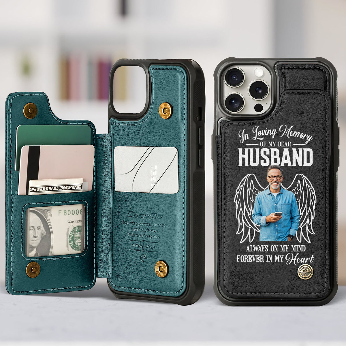 Custom Photo Gifts For Mom Leather Flip Wallet Phone Case 03xqtn210225 In Loving Memories Of My Dear Husband-Homacus