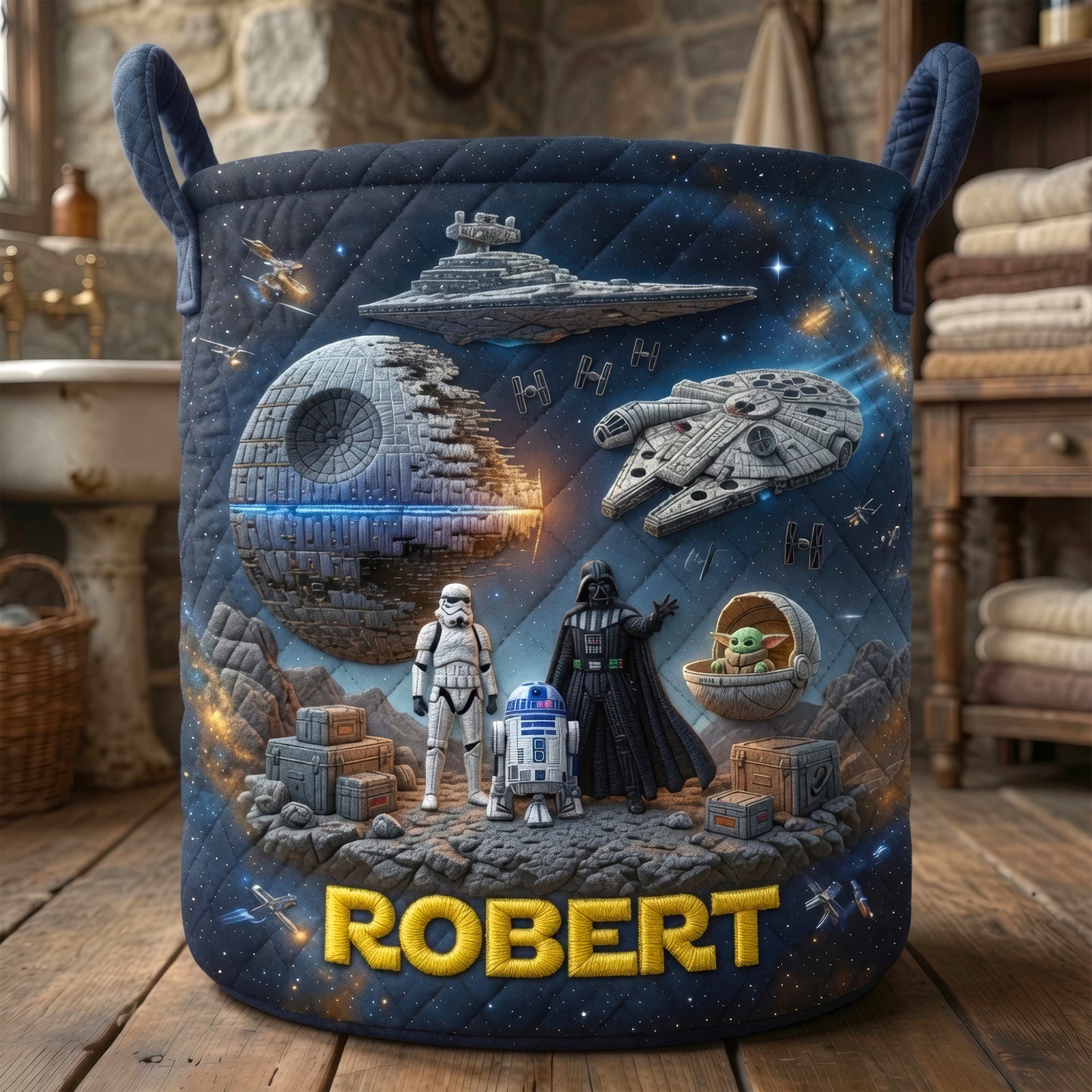 Space Quilted Laundry Basket - Personalized Gifts For Space Lovers 01OHQN130726-Homacus