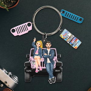 Personalized Gifts For Off-road Couple Keychain With Charms 08qhqn190724pa, License Plate Charms-Homacus