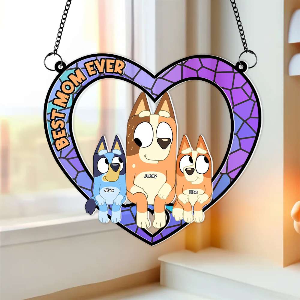 Personalized Gifts For Mom Window Hanging Suncatcher Ornament Best Mom Ever 02OHMH130225-Homacus