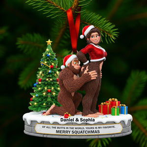 Playful Bigfoot Couple Ornament -  Personalized Christmas Gift For Couples 01OHLU160925