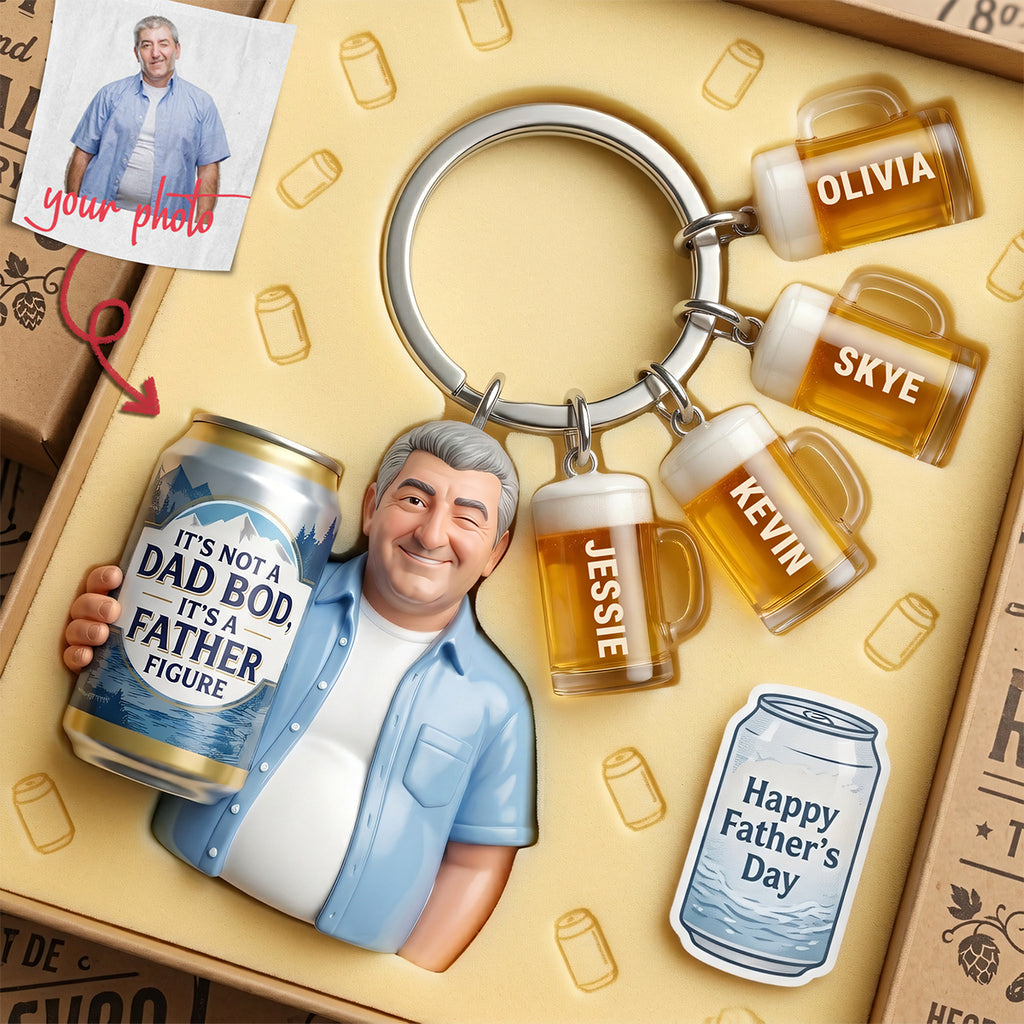 Dad Beer Acrylic Tag Keychain - Custom Photo Gifts For Dads