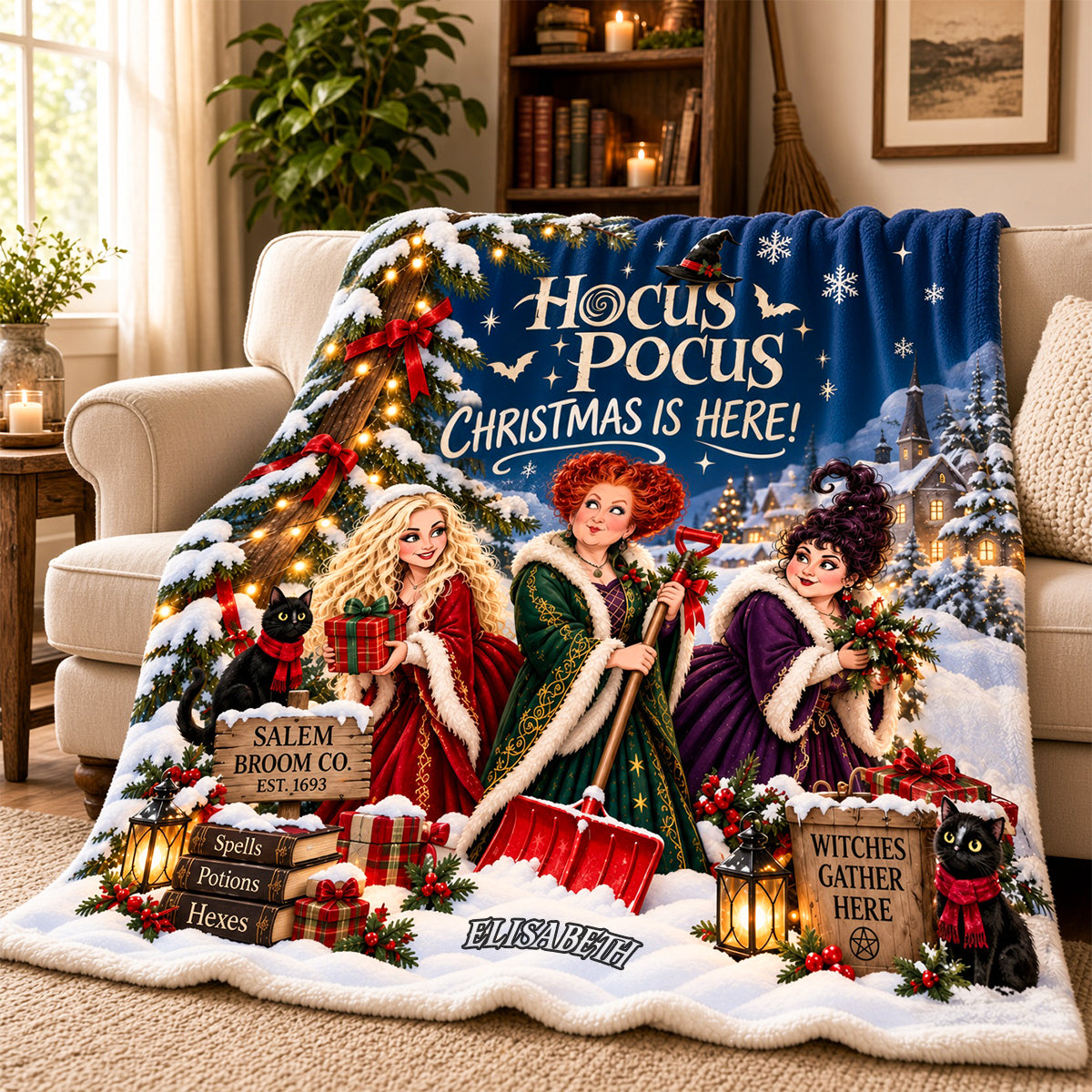 Christmas Witchcraft Blanket - Personalized Gifts For Witch Lovers 04qhdh081026-Homacus