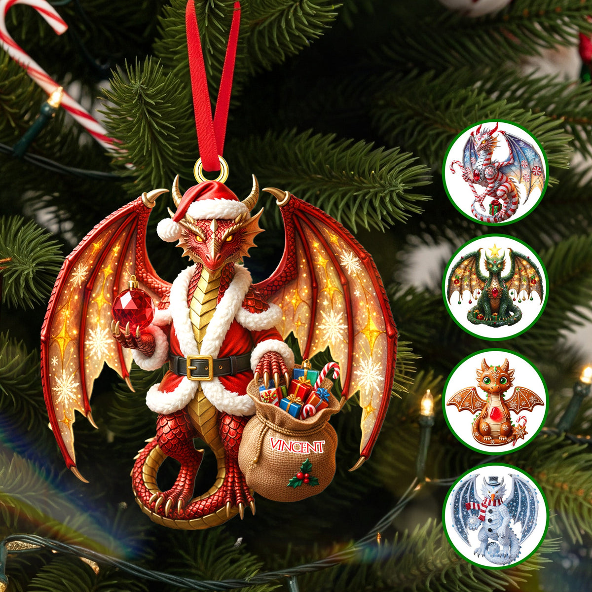 Christmas Dragon Acrylic Ornament - Personalized Gift For Christmas Ornament 01PAMG170925-Homacus