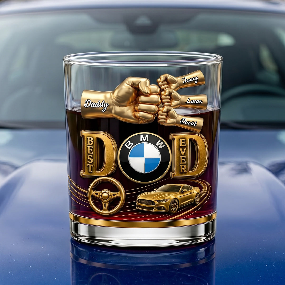 Muscle Car Dad Round Glass - Personalized Gift For Dads 03NATN220526-Homacus