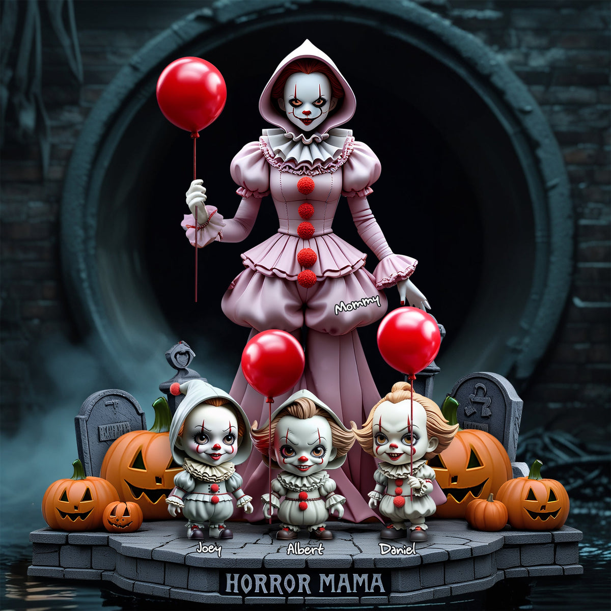 Personalized Gift For Mom Acrylic Plaque- Horror Mama & Her Little Ones 03QHLU120425-Homacus