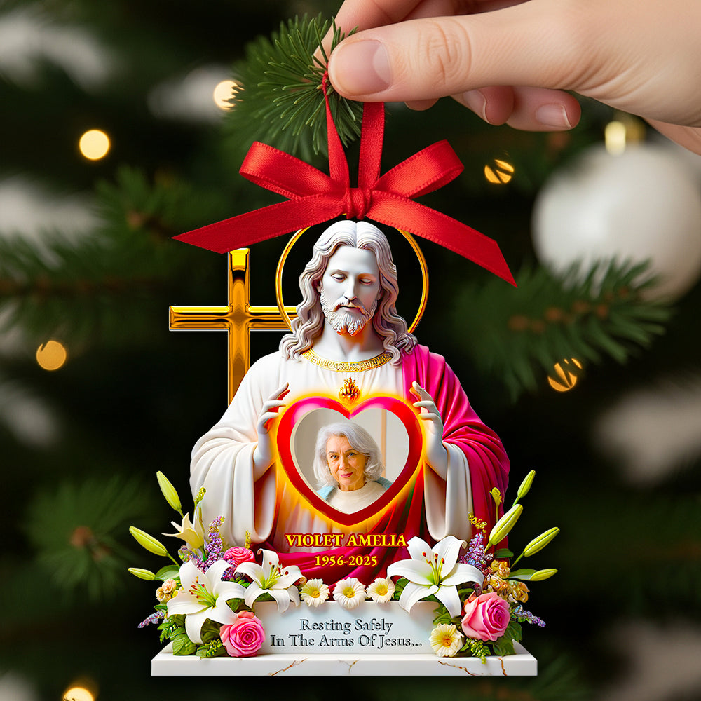 Memorial Jesus Ornament Custom Photo Gifts For Heaven 01HUDT090925-Homacus