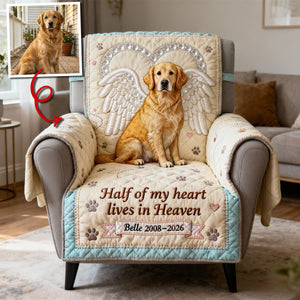 Dog Cat In Heaven Quilted Armchair Cover, Personalized Keepsake to Remember Departed Pet 05qhtn270126-Homacus