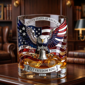 American Eagle Bring Liberty Bell Drinking Glass - Personalized Gifts For Patriots 04qhdh060626