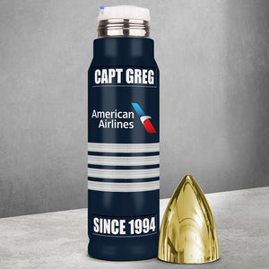 Personalized Gift For Pilot, Custom Rank & Airline Logo Bullet Tumbler 03qhqn121224-Homacus