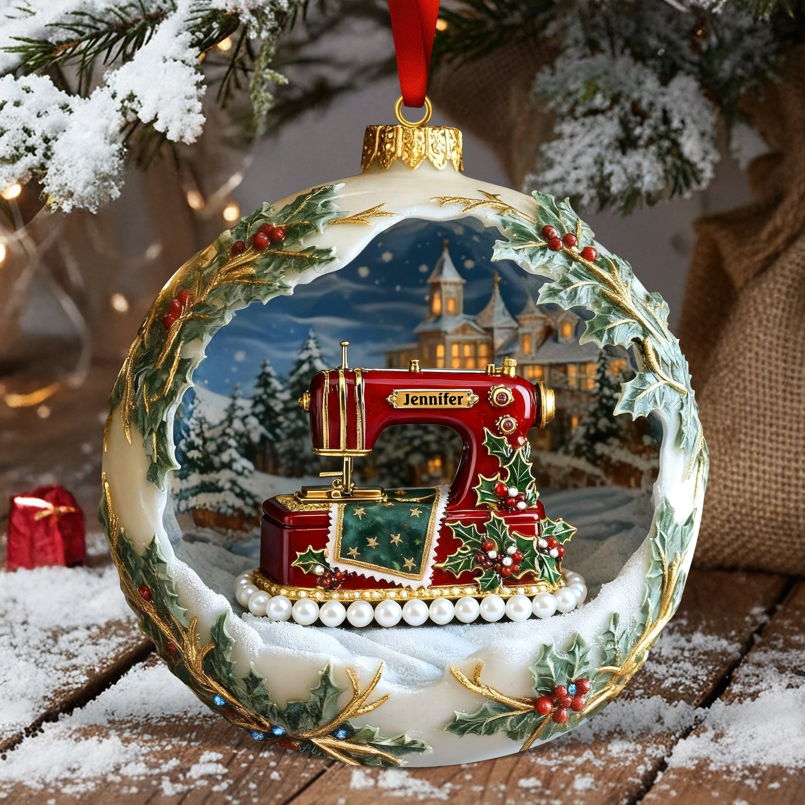 Antique Sewing Machine Ornament - Personalized Gifts For Sewing Lovers 06QHQN041125-Homacus