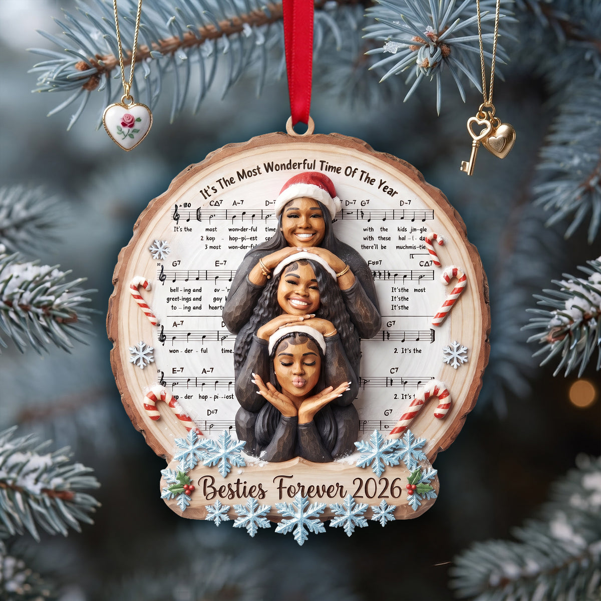 Wonderful Time With Besties Ornament - Custom Photo Christmas Gifts For Friends 01hulu171026-Homacus