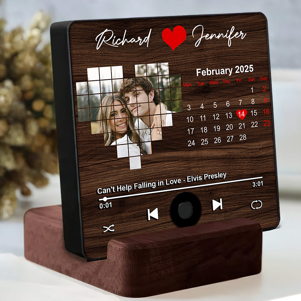 Custom Music & Photo Fridge Magnet Gifts For Couple Calendar Heart 05KAQN301224-Homacus
