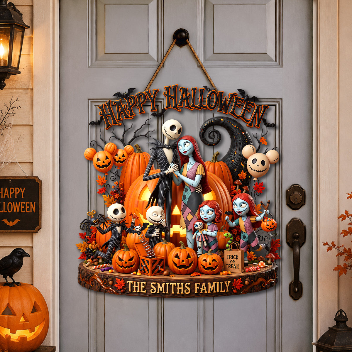 Spooky Family Happy Halloween Acrylic Sign - Personalized Halloween Gifts For Family 011padh050826-Homacus